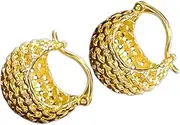 [WOONEKY] Hollow Metal Earrings for Women Creative Hoop Earring Set Stylish and Comfortable