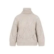 [Peserico] Peserico-Beige Alpaca Pullover-Donna 38 IT