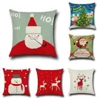 Waist Christmas Cushion Cover Xmas Throw Pillow Case Cotton Santa Tree Deer