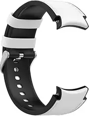 [NUHFUFA] Large Size Silicone Patch Leather Silver Buckle Watch Strap for Samsung Galaxy Series Watch, S