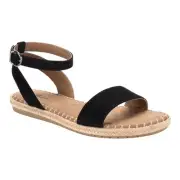 Style & Co Women's Peggyy Ankle Strap Espadrille Flat Sandals Black Size 8