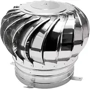 [ADZQM] Chimney Cowl 304Stainless Steel, Chimney Cowl Bird Guard Unpowered Hood Roof Ventilator Wind Ball Breeding Ventilation Fan Factory Outside Air Outlet Exhaust,Bottom Diameter 300mm