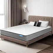 Dreamz Bedding Mattress Knitted Fabric, 23cm Thickness, with ‎6-Zone Pocket Spring System, HD Foam Tight Top, Extra Firm Coil Bedding, Breathable Top, 15Yrs Warranty, White,（Queen