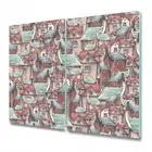Glass Induction Ceramic Hob Cover Old town Colourful Watercolour 2x30x52