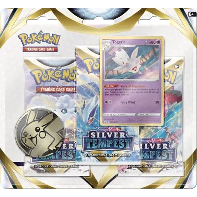 Pokemon TCG: Sword & Shield - Silver Tempest 3 Blister Booster Packs Togetic