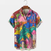 Mens Button Down Shirts Funny Printed Hawaiian Beach Tops Novelty Ugly Gag Gift0620 XL-C