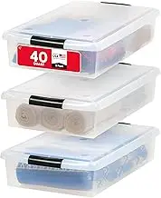 IRIS USA Plastic 40 Quart Under Bed Storage Container with Lids and Durable Buckles MultiPurpose for Clothes, Shoes, Duvets, 6 Pack, Clear