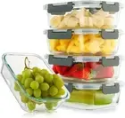 5 Pack 36 Oz Glass Meal Prep Containers with Lids, Reusable Glass Food Storag...
