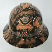 NEW FULL BRIM Hard Hat custom hydro dipped in LINEMAN ELECTRICAL DESIGN
