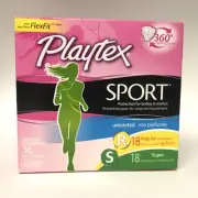 Playtex Sport 35 Unscented Plastic Tampons Pack(18 Regular + 17 Super)~Open Box