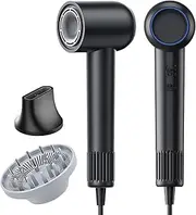 Hair Dryer,15000 RPM High Speed Brushless Motor,Fast Drying,500 Million Negative Ionic Blow Dryer with Double Nozzle,Low Noise,Thermo Control,Lightweight,4 LED Ring,Professional Hair Dryer for Home,Travel