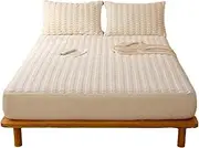 CVBFDB All-wrap Mattress Cover Can Directly Sleep in The Naked Fabric Bed Soybean Bed Cover Cover Thickened(200 * 220cm)
