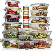 35 Pc Set Glass Food Storage Containers with Lids - Meal Prep Airtight Bento Box