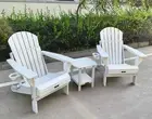 Plastic Folding Adirondack Chairs Set of 2 with Table, with Cup Holder White