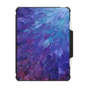 iPad Pro 12.9-inch (5th/6th gen) Impact Folio Case SCALES OF A DIFFERENT COLOR - Bold Deep Violet Aubergine Lavender Periwnke Purple Ombre Ocean Waves Splash Abstract Peacock Feathers Painting