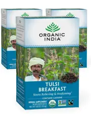 Organic India Tulsi Breakfast Herbal Tea - Holy Basil, Stress Relieving & Awaken