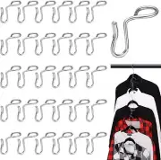 50 Pieces Clothes Hanger Connector Hooks, Metal Extender Hooks Silver