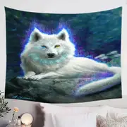 Cool Fantasy White Wolf Tapestry