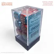 Chessex D6 Gemini 16mm d6 Red-Teal/gold Dice Block (12 dice)