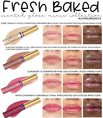 New Lipsense Fresh Baked Mini Scented Lip Glosses Set Of 4 in an Ornament or Bag