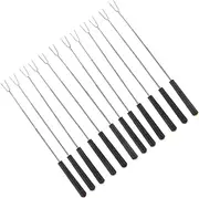 PRETYZOOM 12pcs Telescoping BBQ Forks Roasting Sticks with Handles for Hot Dogs Marshmallows Meat Skewers for Campfire and Outdoor Barbecues