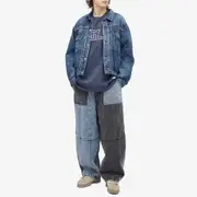 Anglan Denim Mix Fatigue Balloon Pants