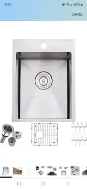 15x20 Inch Bar Sink Drop In Kitchen Sink Topmount Stainless Steel Small Works...