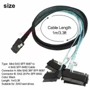 High Speed Mini SATA SAS 36P SFF-8087 to 4 SFF-8482 SAS Power Cable 3FT 1M New