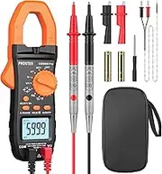 Proster Digital Clamp Meter 6000 Count - 800A DC AC Current AC/DC Voltage Multimter, TRMS NCV Continuity Capacitance Resistance Frequency Diode Hz Tester, with Test Leads, Alligator Clips