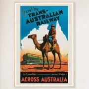 Galrie Trans Australian Railway Vintage Poster Outback Adventure Art, Wood Frame, A0 84 x 119cm (33 x 47inch)