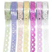 7 Roll of Glitter Washi Tape Lace Flower Pattern Self-Adhesive Tape Sticker Colo