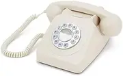 [GPO] 746 Push-Button 1970S-Style Retro landline Phone - Curly Cord Authentic Bell Ring - Ivory