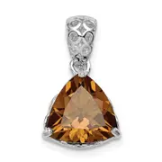 Sterling Silver Rhodium-plated Whiskey Quartz Pendant