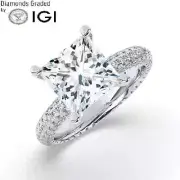 Princess Solitaire Labgrown Diamond Engagement Ring 18k White Gold 4.00 Ct D VS1