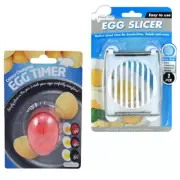 Boiled Egg Stainless Steel Slicer & Colour Changing Egg Timer Kitchen Helper Set