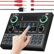 AnnuoYi Sound Effects Board,V9 Live Sound Card BT Accompaniment o Mixer With Sound Effects Broadcasting Network Singing On Phones Laptop