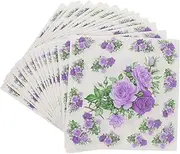 Beavorty 100 Sheets Floral Dinner Napkins Pocket Tissues Napkin Set for Wedding Party Banquet Soft Durable