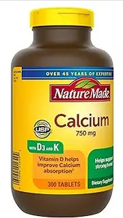 Nature Made Calcium 750 mg + D + K 300 Tablets