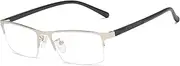 QECEPEI Anti Blue Light Glasses Rectangle Metal Frames Semi-Rimless Computer Gaming Eye-glasses Clear Lens