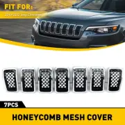 For Jeep Cherokee 2019-2022 Chrome Mesh Honeycomb Front Grille Inserts Frame