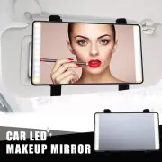 Car Visor Vanity Rear View Makeup Mirror 2 Sides 22 LED Light Rechargeable Black