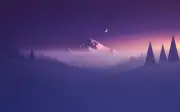 Landscape mountains trees moon stars minimalism Custom Gaming Mat Desk