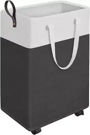 Large Rolling Laundry Hamper – Collapsible Basket on Wheels (25" Grey)