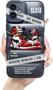 Ins Hot Sports Shoes Brand Puffer Phone Case Compatible with Cool iPhone 12 Case 6.1" for Boys, Nice Sneakers Aesthetic Graphics Soft Silicone Rubber Shockproof Drop Protection Cover