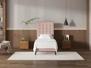 My Style Buttoned Headboard & Gas Lift Base - King Single / Rosewater / Slimline Base