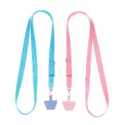 2Pcs Smart Phone Lanyard with 2 Patches, Pink/Blue (73-50cm)