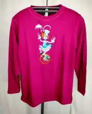 Bob Mackie NWT Clown Front Back Embroidered Sweatshirt Top Whimsy Sz Small QVC