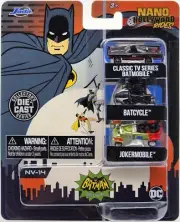 JADA TOYS NANO HOLLYWOOD RIDES BATMAN CLASSIC TV SERIES BATMOBILE, JOKERMOBILE +