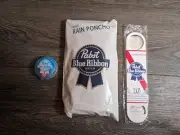 Pabst Blue Ribbon PBR Lip Balm & Ear Plugs with Case & Poncho