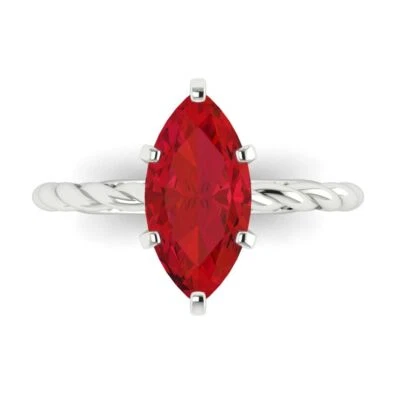 2Ct Marquise Cut Pink Tourmaline Solid Gold Solitaire Engagement Promise Ring